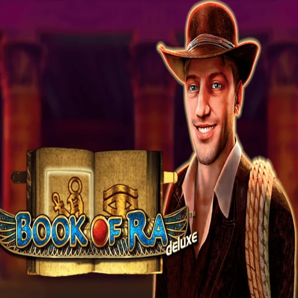 Book of Ra Deluxe slot visual from Novomatic available on sky-hills-casino.net